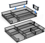 Desk Drawer Organizer, 2 Pack Junk Drawer Organizer Tray with 2 Adjustable Compartments, Desktop Metal Mesh Office Desk Organizer, Multifunction Pen Organizer Set for Office School Makeup Supplies (2) by QualityisOurCulture