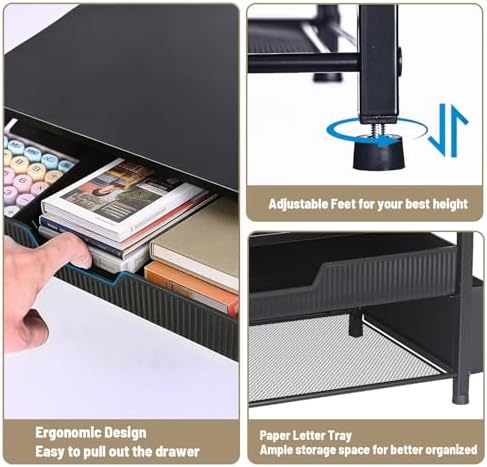 Printer Stand for Desk, Desktop Printer Shelf for Home Office, Black - Image 7