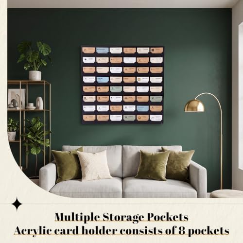 Geelin 1 Pcs Acrylic Business Card Holder Wall Mount Black Business Card Display Holder with Hanging Hardware Vertical Sticker Display Rack Organizing Stand for Office Home (48 Pockets) - Image 6