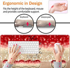 Large Gaming Mouse Pad, Keyboard Wrist Rest + Mouse Wrist Pad + Coaster Combination Set, Memory Sponge Non-Slip Base. Suitable for Office and Home, Red Glitter Quote Proverbs 31-25 - Image 3