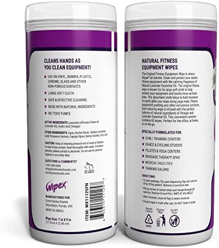 Wipex Original Natural Fitness Equipment Wipes - EWG Verified- Plant-Based Lint Free Cloth - Gym Wipes for Equipment, Yoga Mat, Peloton, Lavender and Vinegar, 50 Count (Pack of 3) - Image 3