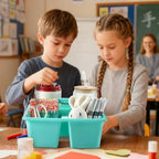 6 Pack Plastic Classroom Organizer Caddy with Handle, Pastel - Image 5