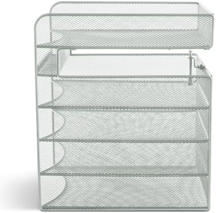 Safco Onyx Hanging Desktop Organizer with 5 Horizontal Trays, Under-Desk Storage. Fits Tables 1.75" Thick and Under, Silver - Image 5