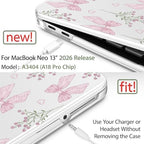 May Chen Compatible with MacBook Neo 13 inch Case 2026 Model A3404, Plastic Hard Shell,Keyboard Cover,Screen Protector,Dust Plug, for MacBook Neo 13" with A18 Pro Chip, Flower & Bow - Image 3