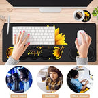 Ergonomic Mouse Pad Set, Desk Mat(31.5×11.8 in) + Keyboard Wrist Rest Support + Mouse Wrist Rest + Coasters for Office,Home,Computer,Laptop -Sunflower Nurse Pattern Black Gaming Large Mousepads - Image 7