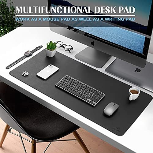 K KNODEL Large Office Leather Desk Mat, Mouse and Keyboard Pad, Computer and Laptop Mat, Desktop Protector and Cover, Writing Pad and Blotter (31.5"x15.7", Black) (Pack of 2) - Image 2