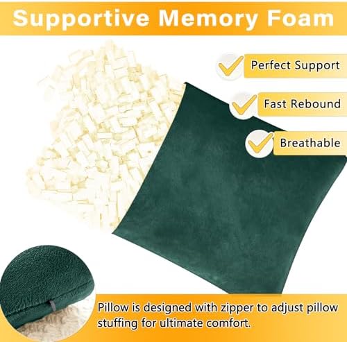 1 MIDDLE ONE 2 Pack Small Pillow, Memory Foam Mini Pillow 11 X 7 Inches for Travel, Sleeping, Nap and Neck, Knee, Lumbar Support, Tiny Cushion for Pet, Dogs (Dark Green) - Image 3