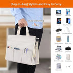 MASTLU Under Desk Hanging Storage Bag, Desk Organizer Storage, Office Side Storage Bag, Compatible with A4 Files, Detachable Handle Design, No Assembly Required, for Office Home School (Beige) - Image 6