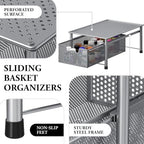 Simple Houseware Stackable Cabinet Basket Drawer Organizer, Silver - Image 4