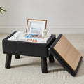 Storage Ottoman, Small Foot Stool Ottoman with Storage, Faux Leather Foot Rest with Wood Legs, Footstool for Living Room, Bedroom, Entryway, Black by FIMIVIBI