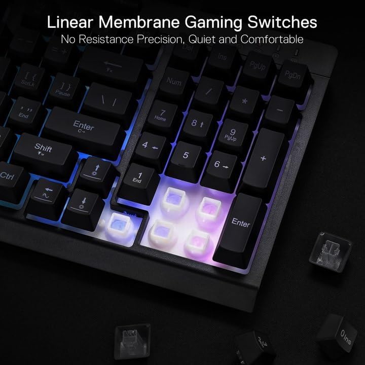 Redragon K515 Shiva Wired RGB Membrane Gaming Keyboard, 98 Keys Mechanical-Feel Keyboard w/Smooth Linear Switch, On-Board Macro & Dedicated Multimedia Keys, Detachable Wrist Rest, Software Supported - Image 4