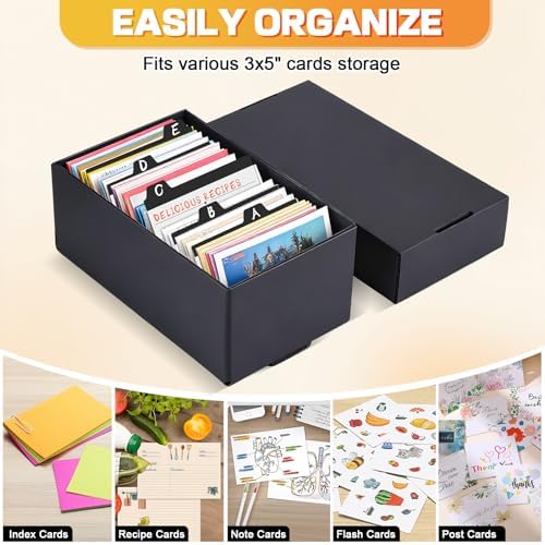 8Pack 4x6 Index Card Box, Index Card Holder 10000+ Cards, Flash Card Holder Index Card Case 4x6 Note Card Organizer File Box Black Index Card Storage Box for 4''x6'' Notecard Flashcard Recipe Card - Image 5