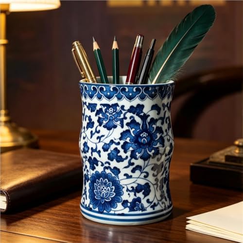 Elegant Jingdezhen Blue and White Porcelain Pen Holder High-End Antique Ceramic for office - Image 4