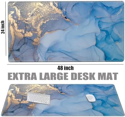 48 x 24 inch Mouse Pad Gaming Mousepad XXXXL Desk Mat Extra Large Desk Pad Giant Computer Mat Blue Marble 48 Inch Mouse Matt for Desktop Office Protector - Image 2