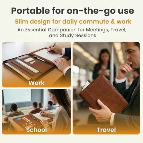 KHOMO Universal Padfolio Case – Tablet Portfolio Organizer with Notepad Holder – Compatible with iPad 10th/11th Gen, iPad Pro 11, iPad 7/8/9 (10.2", 10.9", 9.7") - Image 5