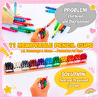 11 Pcs Pencil Shaped Crayon Organizer with Stand,Large - Image 4