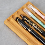 Pen holder Organizer of Office desks,Walnut Desk Pen Stand,Wave Pen Tray Accessory,Teacher Gifts,Suitable for School,Home,Desktop Art Accessories (Log, 5 Grid) - Image 3