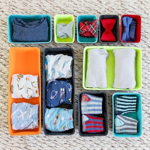 Three by Three Seattle Recycled Felt Storage Bins, Set of 10 (Multicolor) - Image 2