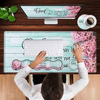 Mouse Pad Set, Large Gaming Mouse Pad + Keyboard Wrist Rest Support + Mouse Wrist Cushion + Coaster, Non-Slip Rubber Base, 31.5 x 11.8 in Extended Desk Mat for Office, Psalm 46-5 Pink Hyacinth - Image 4