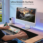 Wireless Charging Mouse Pad with Phone Holder, 31.5"x15.8" in, Black Wave - Image 5