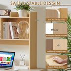 Nromant Desktop Bookshelf, Wooden Desk Storage Hutch with 5 Shelves, 3-Tier Desktop Display Organizer Rack for Office Home (Natural, 5 Shelves B) - Image 5