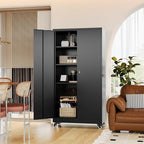 Fesbos Metal Rolling Storage Cabinet-74.6” Tall Steel File Cabinets with Wheels Lockable Doors and Adjustable Shelves-Black Steel Storage Cabinet for Home, School, Office, Garage - Image 6