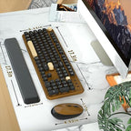 Retro Wireless Keyboard and Mouse Combo with Wrist Rest (Coffee) - Image 6