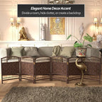 Red Lantern 2 ft. Short Fiber Weave Folding Screen - Dark Mocha - 6 Panels - Image 2