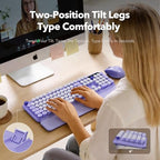 Wireless Keyboard Mouse Combo, Purple, Round Keycaps, Magnetic Wrist Rest - Image 3