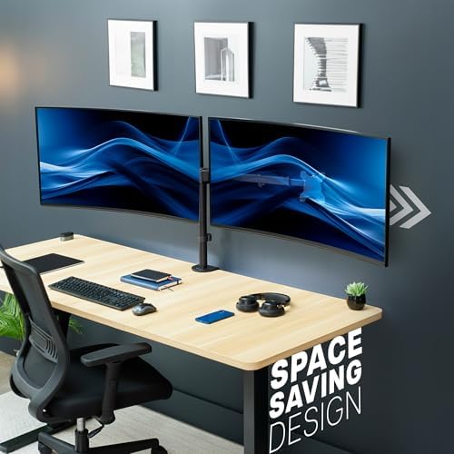 VIVO Premium Dual Ultra Wide LCD LED 40 to 45 inch Monitor Desk Mount, Heavy Duty, Adjustable Telescoping Arms, Flush Wall Setup, Fits 2 Screens, Black, STAND-TS45C - Image 2
