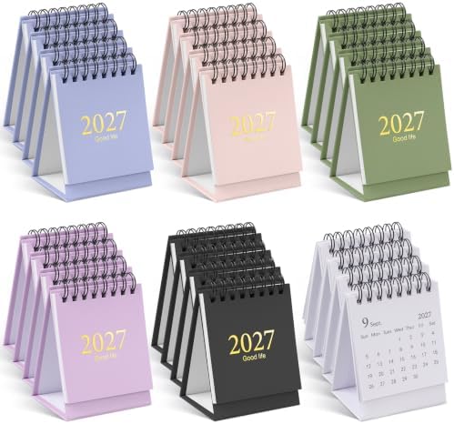 24 Pcs Mini Desk Calendar 2027-2028 - Runs From Jan 2027 until Jun 2028 by FACULX