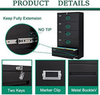 Letaya 5 Drawer File Cabinet with Lock,Metal Lateral Filing Cabinets for Home Office Hanging Files Letter/Legal/F4/A4 Size(Black-Requires Installation) - Image 4