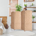 HALLYBEE Short Room Divider, Small Folding Privacy Screens,4 Panel Natural by HALLYBEE
