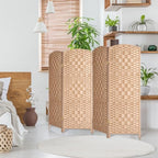 HALLYBEE Short Room Divider, Small Folding Privacy Screens,4 Panel Natural by HALLYBEE