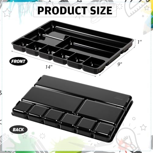 Junkin 4 Pcs Desk Drawer Organizer Tray 14" x 9" x 1",Black - Image 3