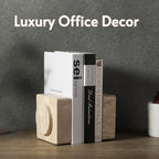 Koville Marble Square Book Ends, Heavy Duty Book Holders, Bookends for Shelves, Office Bookshelf Decor for CDs/Video Games(Travertino Romano) - Image 5