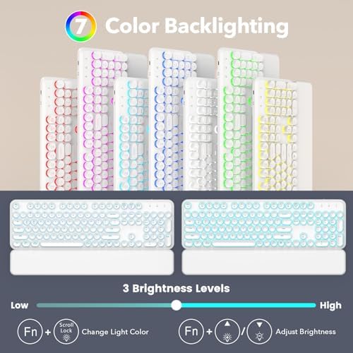 Wireless Keyboard and Mouse Combo, Magnetic Wrist Rest, Glowing White - Image 2