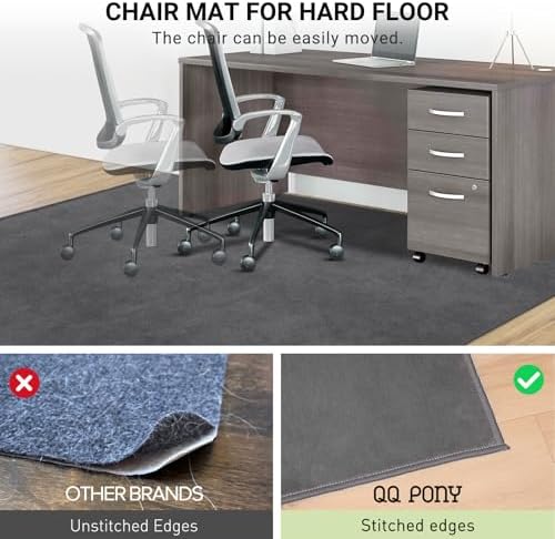 Office Chair Mat, 75" x 60" Large Chair Mat for Hard Floors, Flannel Fabric Area Rug for Hard Surface, Floor Protector Under Desk Mat for Home Office (Dark Grey) - Image 5