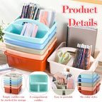 Lineshading 6 Pack 3 Compartment Classroom Table Caddy with Handle Boho - Image 3