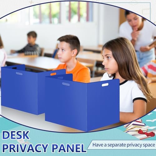 24 Pcs Desk Dividers for Students Classroom Plastic Privacy Folders Blue Test Dividers for Students Desks Trifold Privacy Panel Partitions for School Teacher Supplies(24pcs Blue) - Image 6