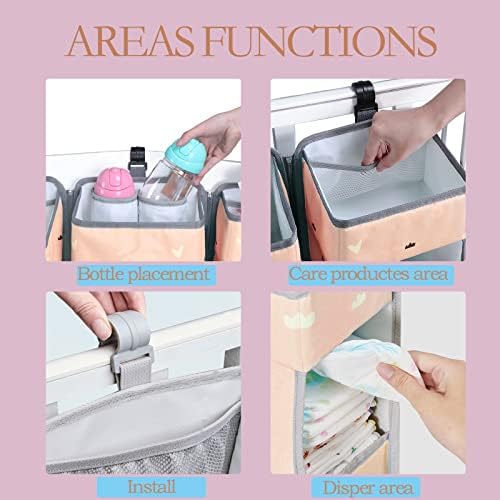 Hanging Diaper Caddy Organizer for Baby Crib - 3-in-1 Diaper Stacker for Changing Table Nursery Organization Storage Holder for Baby Essentials Attachment Portable Combining Clothing - Image 5