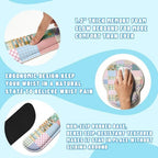 Girlcore Patchwork Desk Mat Set Pink Pastel Plaid Floral Large Mouse Pad with Wrist Rest 4in1 Desk Mat for Desktop Ergonomic Computer Desk Arm Wrist Anti-Slip Computer Mouse Pad Home Office Gaming - Image 3
