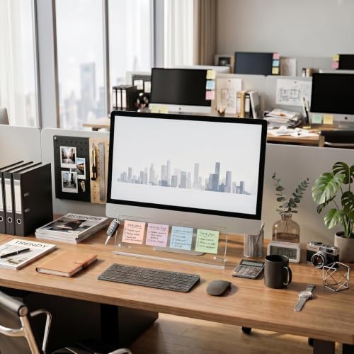 Monitor Memo Board Holder 14"x5", 2pcs Office Organization Memo Holders for Computer Sticky Note Holder, Space-Saving Under Monitor, Movable & Reusable, Screen Saver for Office & Home Desktop Decor - Image 6
