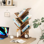 SHEEPAM Small Tree Book Shelf,5 Tier Bookshelf, Wood Desktop Bookcase - Image 4