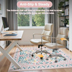 Anidaroel 48"x60" Office Chair Mat for Hardwood Floor/Tile Floor, Anti-Slip Floral Desk Mat for Chair,Boho Desk Rug for Office, Low Pile Office Rugs for Rolling Chairs, Blush Pink Floor Protector Rug - Image 5
