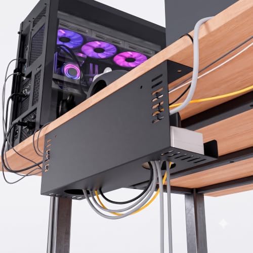 2-Pack Under Desk Cable Management Tray, Steel Cord Organizer - Image 3