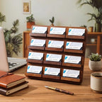 Leinuosen 2 Tier Wood Business Card Holder, 12 Slot, 12.6 x 12.9 Inch - Image 4