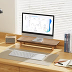 Monitor Stand Riser, 24 Inch Wood Desk Organizer with Monitor Stand & Storage Computer Monitor and Laptop Riser Multifunctional Laptop Stand Desk Organizer for Office Home Screen/Laptop/PC (Walnut) - Image 5