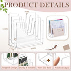 3 Section Clear Acrylic File Organizer, Inclined Desktop File Sorter - Image 2