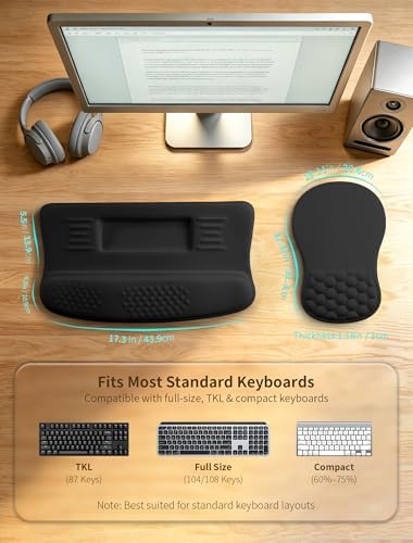 Ergonomic Mouse Pad with Wrist Rest & Keyboard Wrist Rest, Memory Foam - Image 6